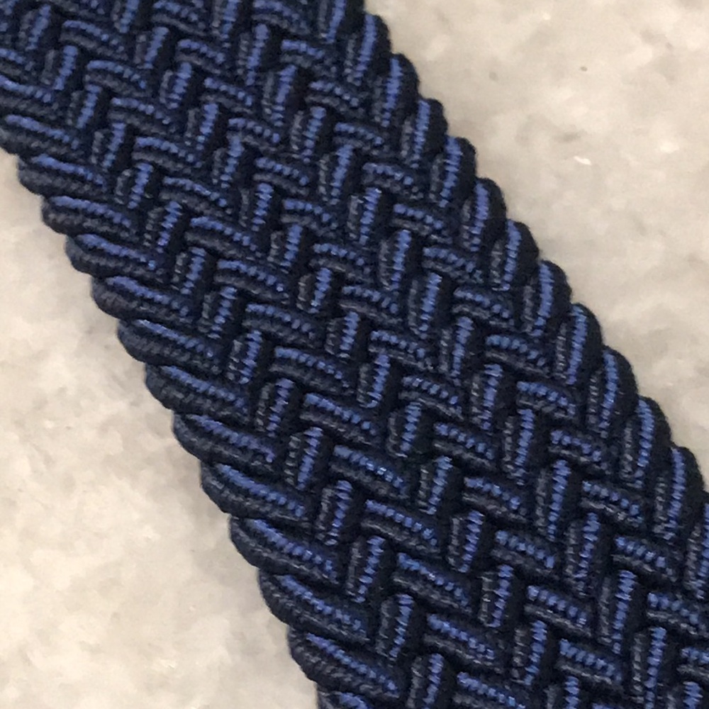Tommy Bahama Woven Belt Mens XL Blue Stretch Braided Leather Trim Silver Buckle - Picture 6 of 8
